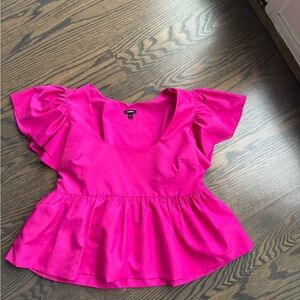Express Fuchsia Ruffle Sleeve Blouse